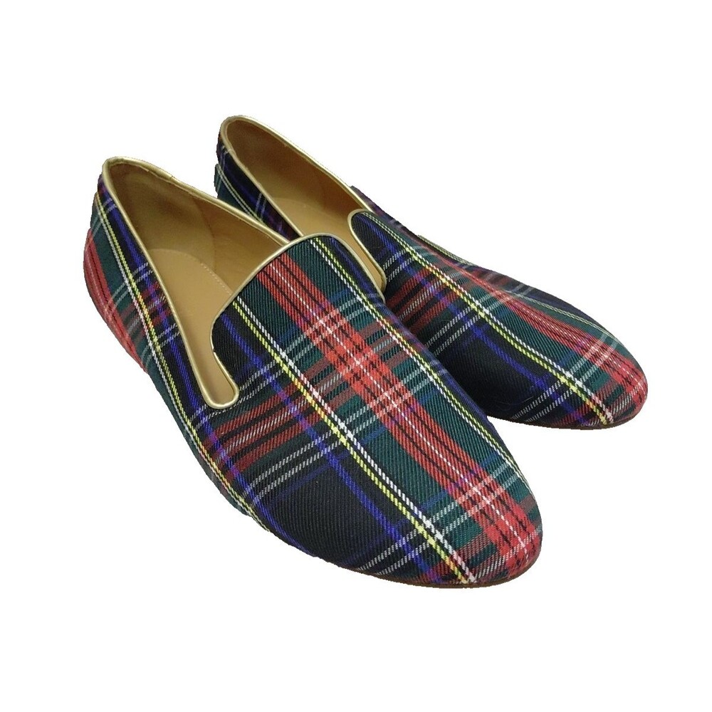 J. Crew Factory Stewart Tartan Plaid Smoking Loafers Women’s Size 7.5 US